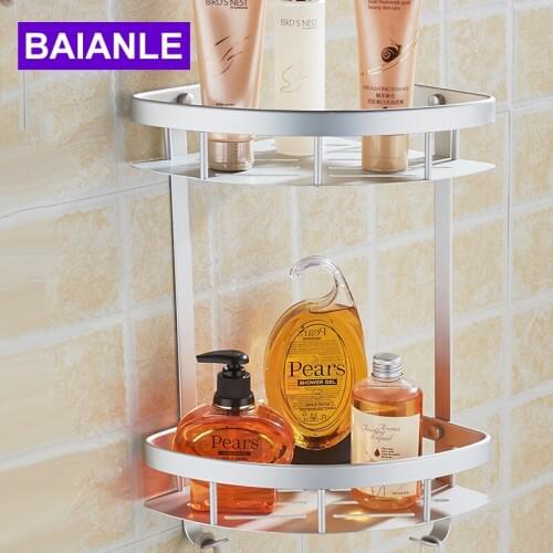 Free Shipping Wall Mounted Corner NEW Aluminum Thickening Bathroom Shower Shelf bathroom Accessories Basket Holder