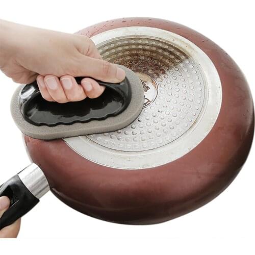 Bowl Pot Brush Magic Sponge with Handle Strong Decontamination Bath Tiles Sponge Diamond Sand Kitchen Clean Tools