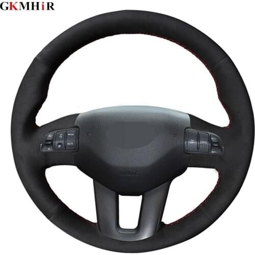 DIY Hand-stitched Black Suede Car Steering Wheel Cover For Kia Sportage 3 2010-2017 Kia Ceed Cee'd 2009-2012