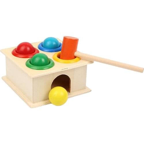 POUND WOODEN TOY Baby/Toddler/Child Gift/Fun/Play Hammer Pounding Toy 11x11x6cm