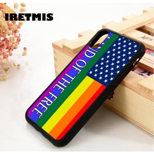 Iretmis 5 5S SE 6 6S Soft TPU Silicone phone case cover for iPhone 7 8 plus X Xs 11 Pro Max XR USA Rainbow Gay Lesbian LGBT