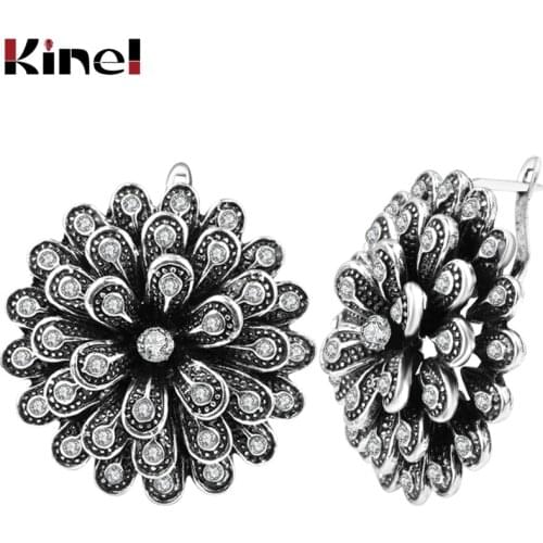 Kinel Luxury Vintage Earrings For Women Silver Color Jewelry Innovative Cross Pave CZ Crystal Stud Earrings Trendy Jewelry Gift