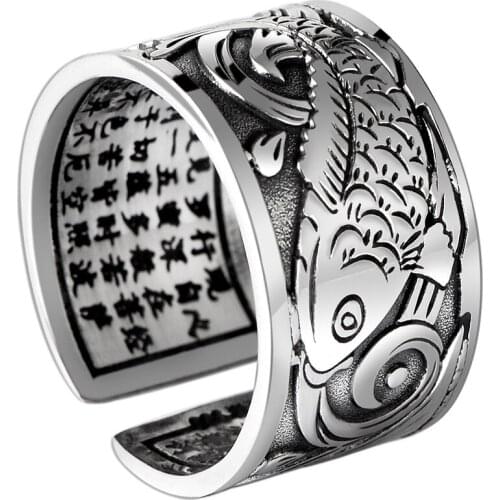 SA SILVERAGE Mens Open Ring Silver 999 Pure Silver Jewelry Retro Thai Silver Open Mens Silver Jewelry Wedding Rings Couples