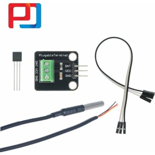 DS18B20 PULAR Temperature Sensor Module Kit Waterproof 100CM Digital Sensor Cable Stainless Steel Probe Terminal Adapter Arduino