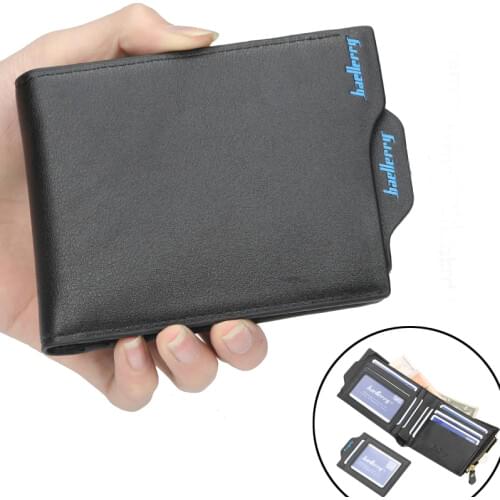 Luxury Mens Wallet Leather Solid Slim Wallets Men Pu Leather Bifold Short Credit Card Holders Coin Purses Business Purse Male