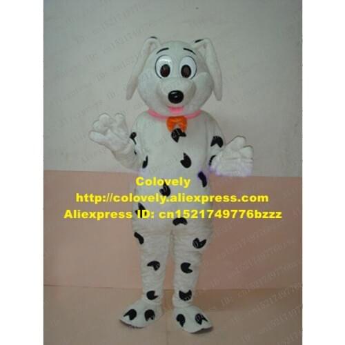 Lovely White Dot Dog Mascot Costume Mascotte Cutu Doggie Pup Puppy Adult With Big Eyes Long Ears Happy Face No.1233 Free Ship