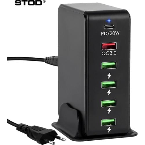 STOD USB C Charger Type C PD 20W Quick Charge Multi Port Fast Charging Station For iPhone 12 11 Samsung QC3.0 USBC Phone Adapter