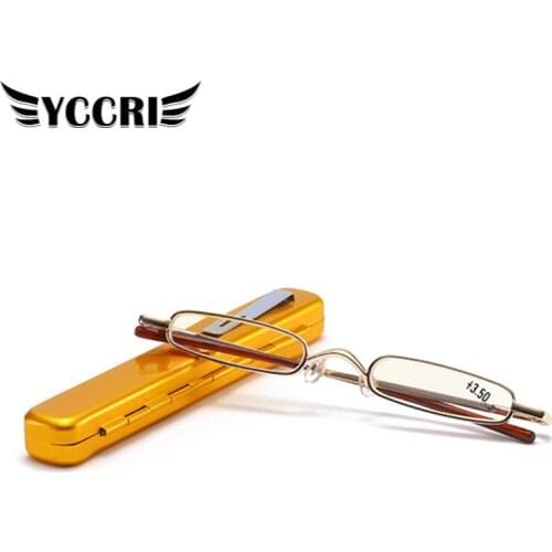 Fashion Exquisite Presbyopia Glasses Women Man Resin Lens Portable Pen Holder Ultra Small Reading Glasses +1.0 To +4.0 Eyewear