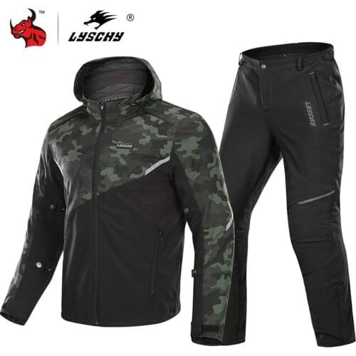 LYSCHY Motorcycle Jacket Detechable Chaqueta Hooded Moto Motocross Racing Jacket Waterproof Breathable Protective Gear