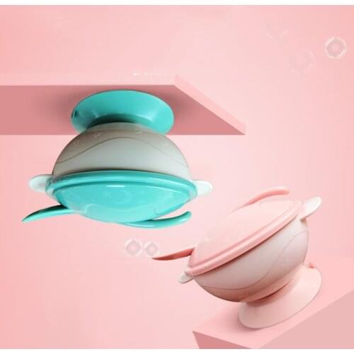 Baby Feeding Tableware Set Toddler Anti-hot Non-slip Silicone Suction Cup Bowl Spoon Infant Assist Eating Solid Plate Dinnerware