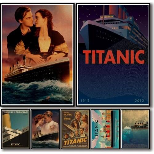 22 Designs Cameron Movie Titanic Kraftpaper Poster Artwork Homedecal Fancy Wall Sticker for Coffee House Bar