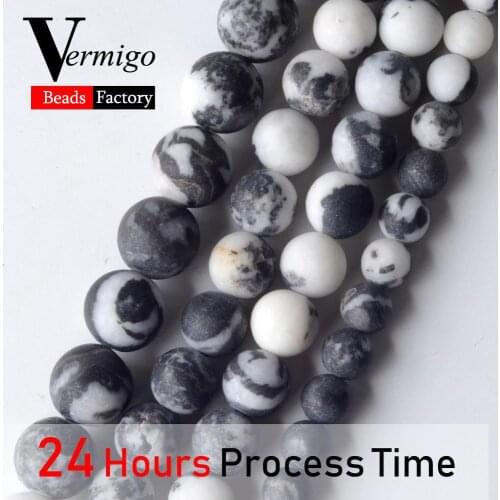 Natural Stone Matte Dull Polish Black White Zebra Jaspers Round Beads For Jewelry Making 6 8 10mm Loose Beads Diy Bracelets 15