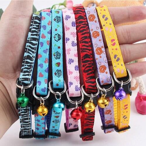 Small Dogs Cat Collar Puppy Nylon Pet Dog Collar Necklace with Bell For Dog Supplies necklace for doggie Cat Soft Pet Animals