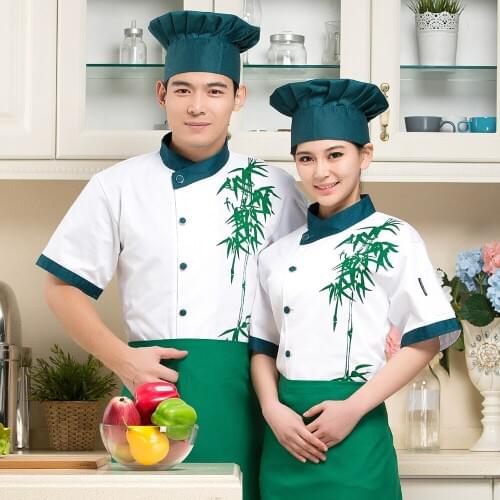 2017 Newest Short-sleeved Chef service Hotel working wear Restaurant work clothes Tooling Chef uniform Chef Jackets 2 color