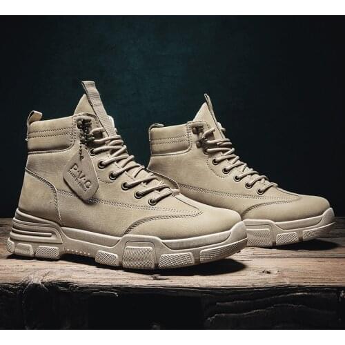 2020 New Mens Retro Combat Boots England-style Fashionable Mens Short Black Shoes Military Boots Mens Suede Boots R13-57