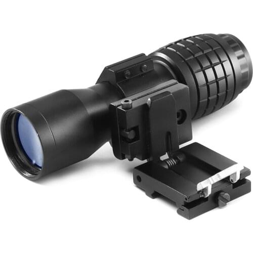 Optic sight 4x Magnifier Scope Compact Hunting Riflescope Sights with Flip Up cover Fit for 20mm Rifle Gun Rail Mount