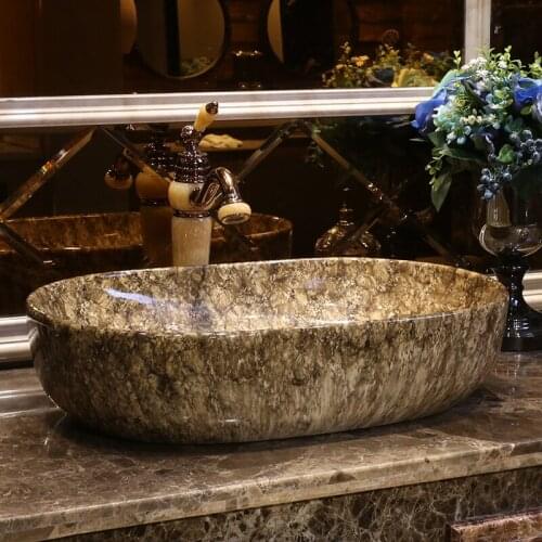 Oval Jingdezhen Bathroom ceramic sink wash basin Counter Top Wash Basin Bathroom Sinks basin sink bathroom