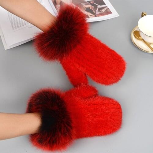 Winter mink fur gloves for women high Real Fur Gloves 2018 New Women Fashion Genuine Glove Knitted Mink Fur high quality #6