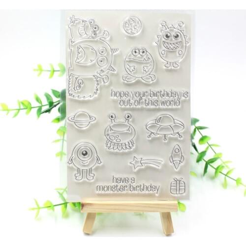 Birthday Monsters Transparent Clear Silicone Stamps for DIY Scrapbooking/Card Making/Kids Fun Decoration Supply 298