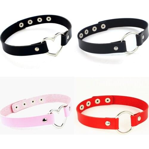 4 Button Punk Gothic Belt Choker Necklace PU Leather on Neck Buckle Necklaces Jewelry For Women Party