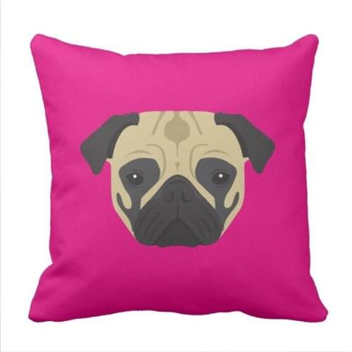 Pink Pug Throw Pillow case