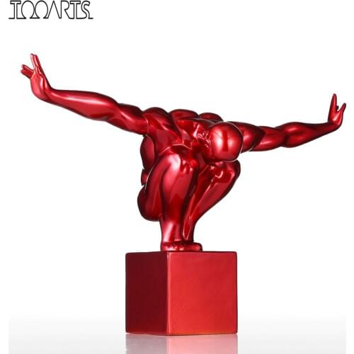 Tooarts Diver Fiberglass Sculpture Home Decoration 3 colors Red Silver Black Metal Artwork