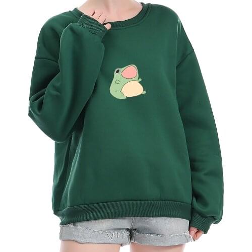 Frog Sweatshirts for Women Casual Pullover Long Sleeve Hoodie Girls Pullover Thermal Jumper Top Drop Shoulder Autumn Sweatshirts
