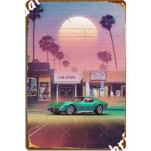 Synthwave Sunset Drive Metal Sign Cinema Kitchen Printing Bar Cave Wall Decor Tin Sign Posters