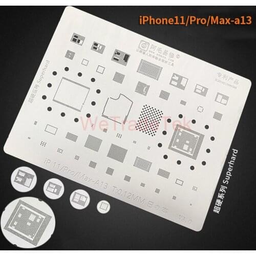 AMAOE BGA Rebaling Stencil for Phone 11 Pro MAX 11 XS MAX 8P 8 7 6 A13 A12 A11 A10 A9 A8 CPU Rebaling Soldering Steel Net
