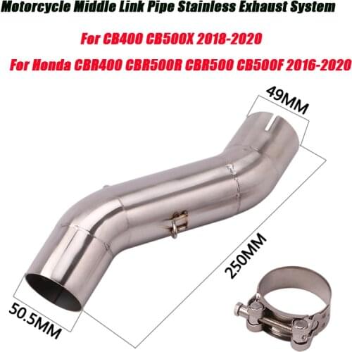 Motorcycle Stainless Middle Link Pipe Replace Lossless For Honda CB400 CB500X CBR400 CBR500R CBR500 CB500F Exhaust System