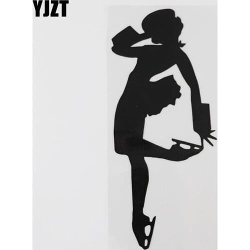 YJZT 8.4CMX19.5CM Sexy Female Ice Figure Skater Decal Vinyl Car Sticker Black/Silver 8A-1117