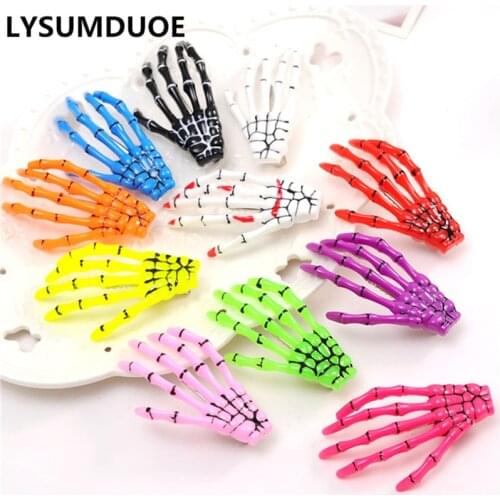 4Pcs/Lot Halloween Hairpin Gothic Punk Zombie Skeleton Hand Girls Clips Skull Accessories Barrette Hair Accessories for Women