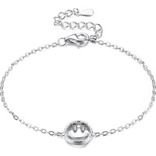 ZEMIOR 925 Sterling Silver For Women Bracelets Bangle Smiley Face Adjustable CZ Bracelet Fine Silver Jewelry Hot Sale Gift