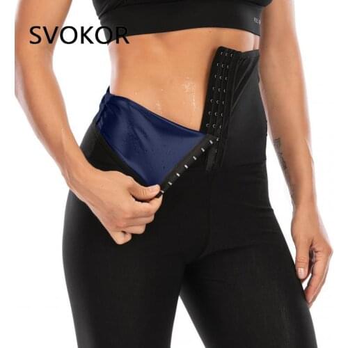 SVOKOR Three-Breasted Hot Sweat Leggings Women Plus Size Sauna Thermo Fat Control Body Shapers Fitness Legging Activewear S-5XL