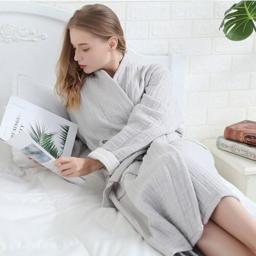 Women Bathrobe Knit Cotton Hooded Bathrobe Long Sleeve Breathable Autumn Bath Robe Elegant Spa Plus Size Lounge Robes
