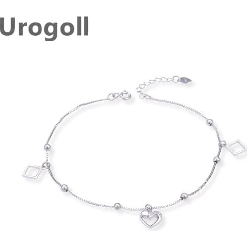 Women Anklet Pure 925 Sterling Silver Love Heart Zircon Anklet To Lady Decoration Jewelry Foot Accessories Dress Up For Girl