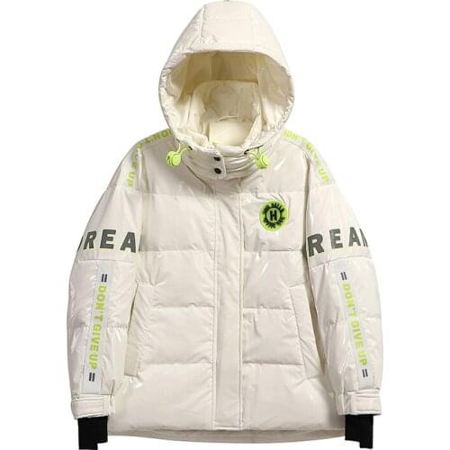 Winter Down Coat Women 2021Short Feather Parka Warm Winter Snow Jacket Casual Thick Hooded Black Puffer Jacket Bright Streetwear