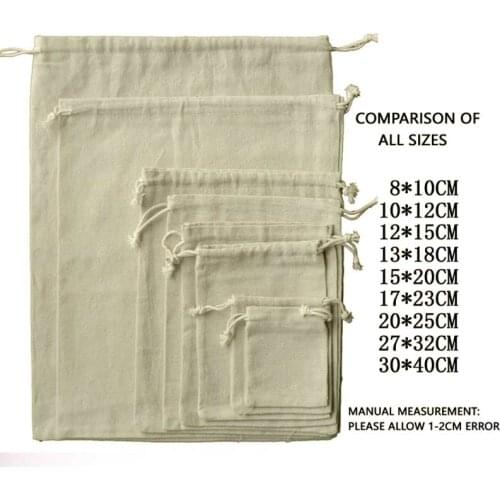 100pcs Jewelry Drawable Cotton Muslin Bags Wedding Gift Bags Pouches Retail Drawstring Pouch Jewelry Packaging Christmas decor