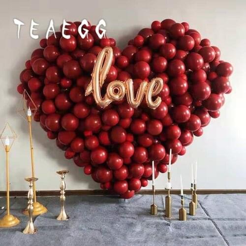 141pcs Pomegranate Red Balloon Garland Arch Kit for Valentines Day Wedding LOVE Foil Globos Party Balloons Decoration Supplies
