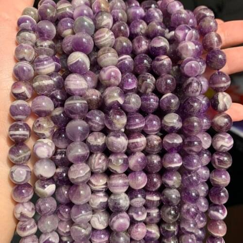 Natural Stone Purple Crystals Amethysts Beads Round Loose Beads 15.5 strand 8 10 12MM For Jewelry Making Diy Bracelet Necklace