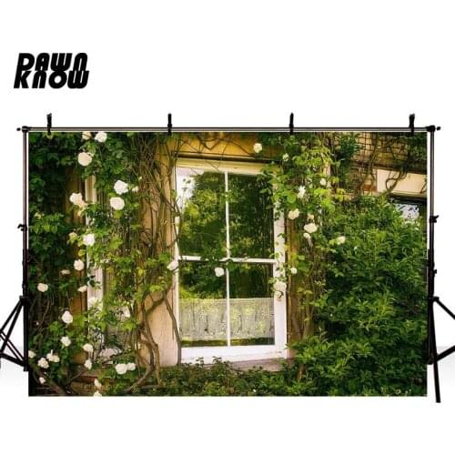 DAWNKNOW Flower Vine Photography Background Wood Door Wedding Photo Shoot Backdrops For Children Photo Studio Customize G495