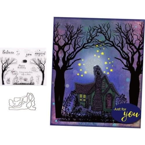 Trees Rabbit Birthday Metal Cutting Dies and Clear Stamps for DIY Scrapbooking Crafts Card Make Photo Album Sheet Decoration