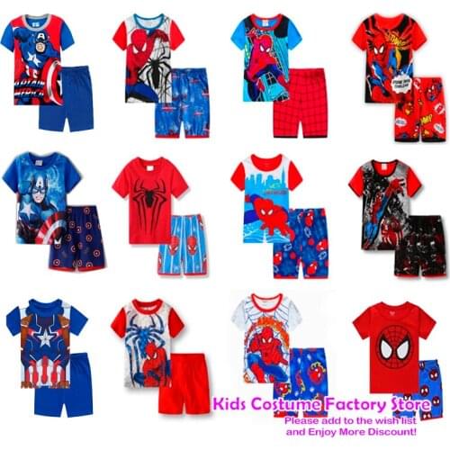 Kids Boys Girls Clothes Baby Pajamas Summer Cotton Short Sleeve T Shirt Pyjamas Pijamas Set Cartoon Children Sleepwear