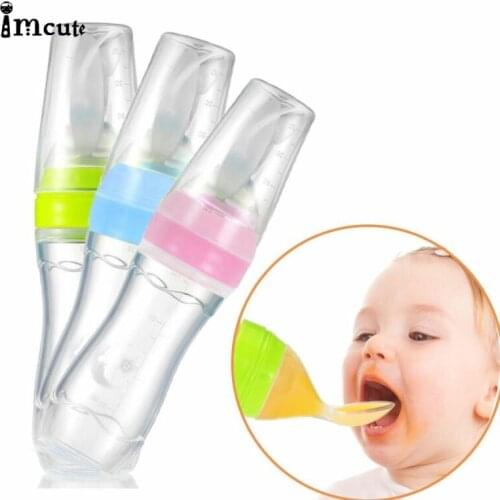 Infant Nipple Pacifier Baby Feeding Tool Milk Bottle With Spoon Silicone Gel Cup Assist Food Spoon Baby Tableware Baby Utensils