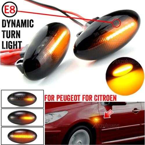 For Peugeot 307 206 207 407 107 For Citroen C1 C2 C3 Jumpy Dynamic LED Side Marker Flowing Turn Signal Light Sequential Blinker