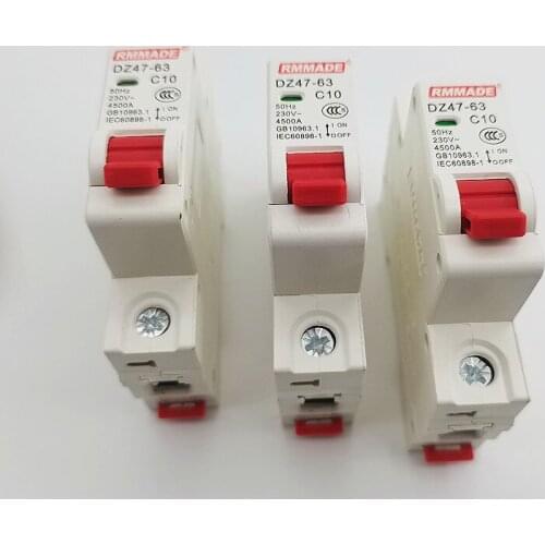 DZ47-63 1-4 Pole 6A/10A/16A/20A/32A/40A/50A/63A 400V C Type Mini Circuit Breaker MCB 35mm Din Rail Mount Breaking Capacity 6KA