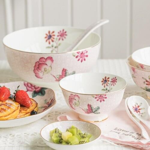 EECAMAIL European Tableware Bone China Household Ceramic Dish Plate Set Ins Fresh Creative American Eating Bowl Combination
