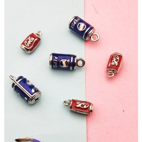 10pcs/lot 3D Cola Drink Enamel Charms Metal Beverage Pendants Fit Earrings Necklaces Bracelet DIY Fashion Jewelry Accessories