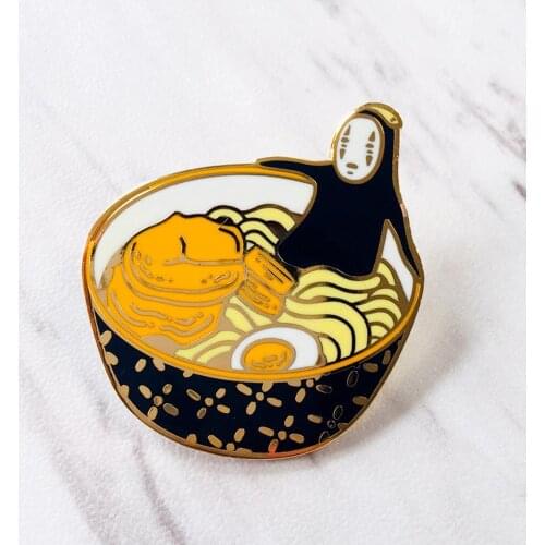 Ramen Bath No Face Man Enamel Pin Fashion Cartoon Gourmet Brooch Badge Spirited Aways Anime Movie Fans Medal Jewelry