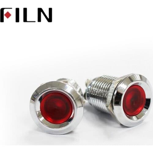 FILN 12mm red yellow blue green white 12v 24v 220v led screw terminal metal pilot indicator light